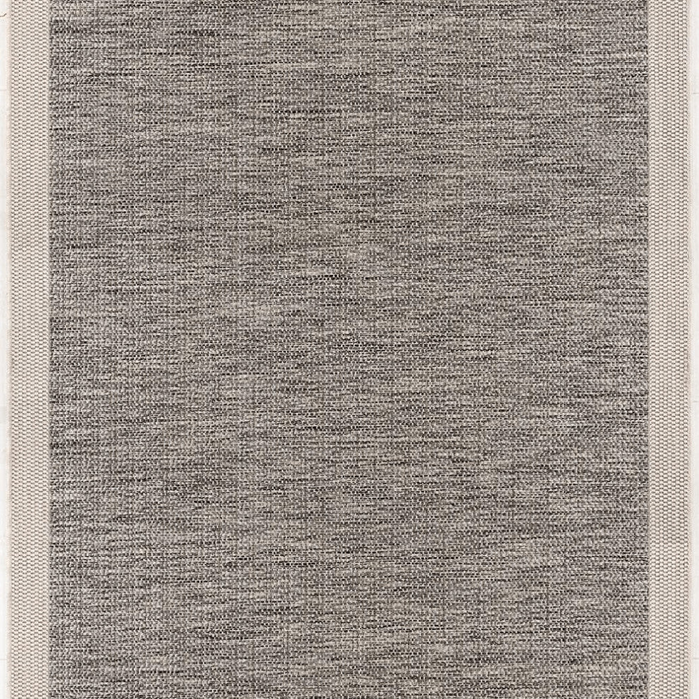 3' X 10' Sand And Gray Distressed Border Area Rug