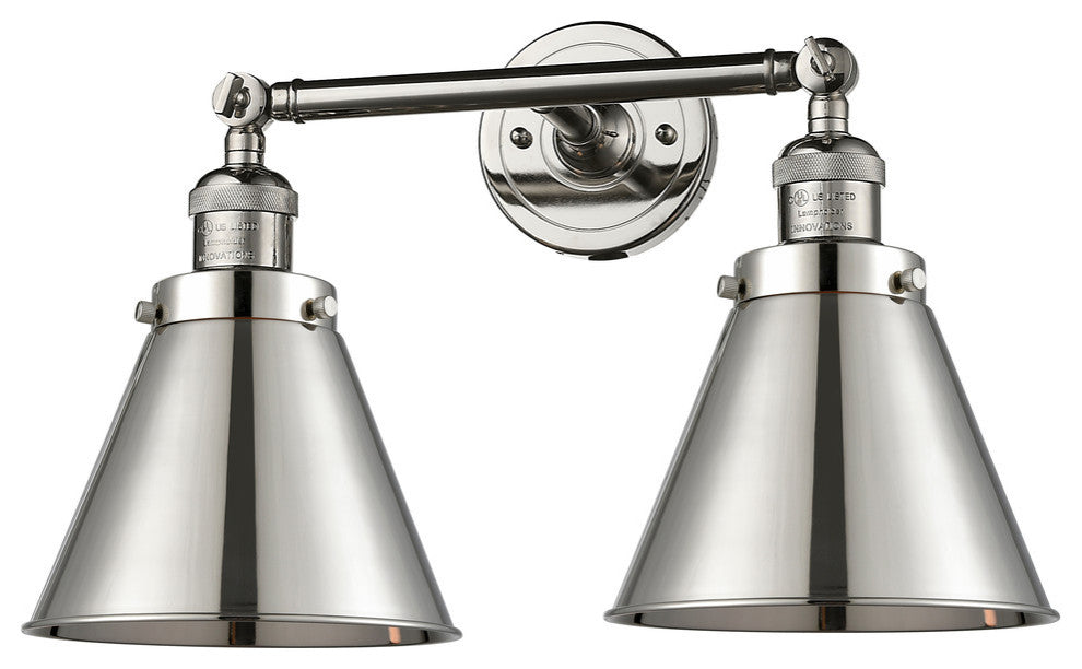 Appalachian 2-Light Bath Vanity-Light, Polished Nickel, Polished Nickel