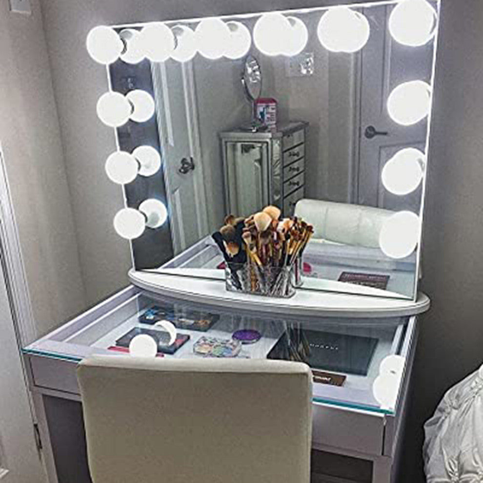Hollywood Glow Plus Vanity Mirror, Light Pink, Clear Bulbs, Non-Bluetooth