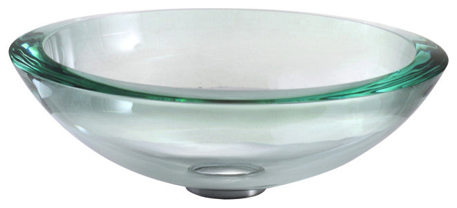 Clear 17" Glass Vessel 19mm thick Bathroom Sink, Chrome