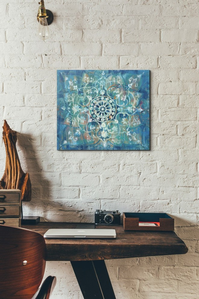 Epic Graffiti "Mandala in Blue I" Giclee Canvas Wall Art, 16"x18"