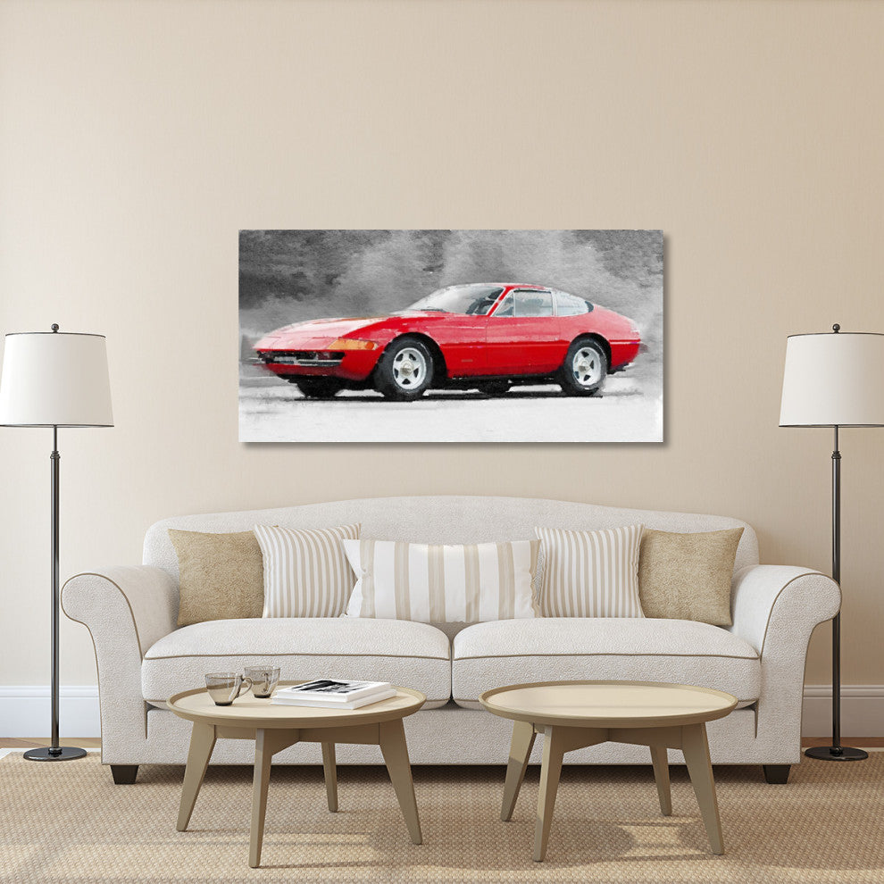 "1968 Ferrari 365 GTB4 Daytona Watercolor" Fine Art Print