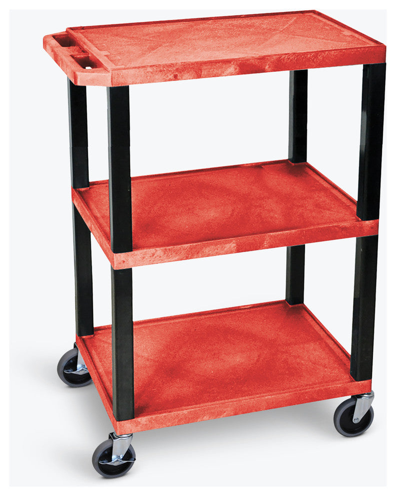 Luxor Red 3-Shelf Specialty Utility Cart