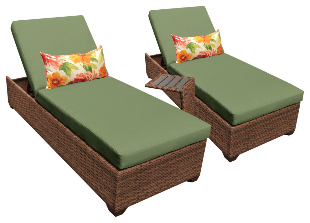 Laguna Chaise Set of 2 Outdoor Wicker Patio Furniture With Side Table