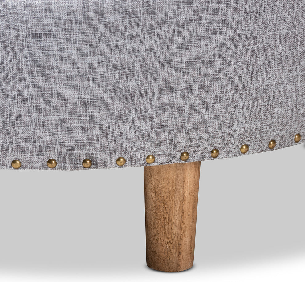 Nicky Light Gray Fabric Natural Wood Cocktail Ottoman