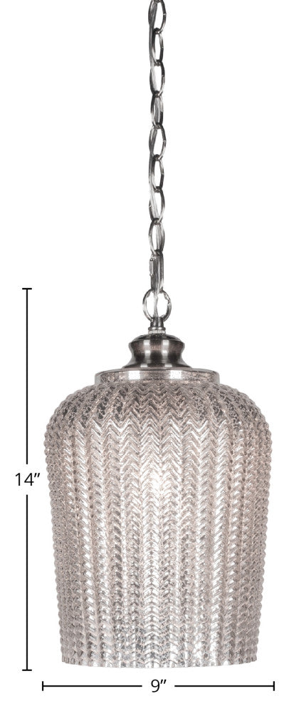 Cordova 1-Light Chain Hung Pendant, Brushed Nickel/Silver Textured