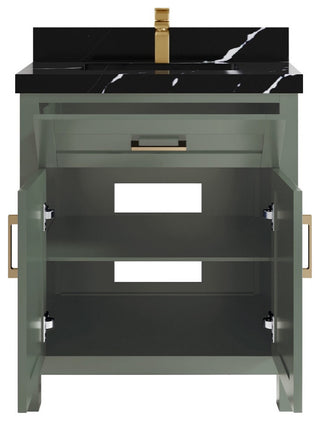 Cambridge 30" Single Sink Bath Vanity in Evergreen 2" Calacatta Black