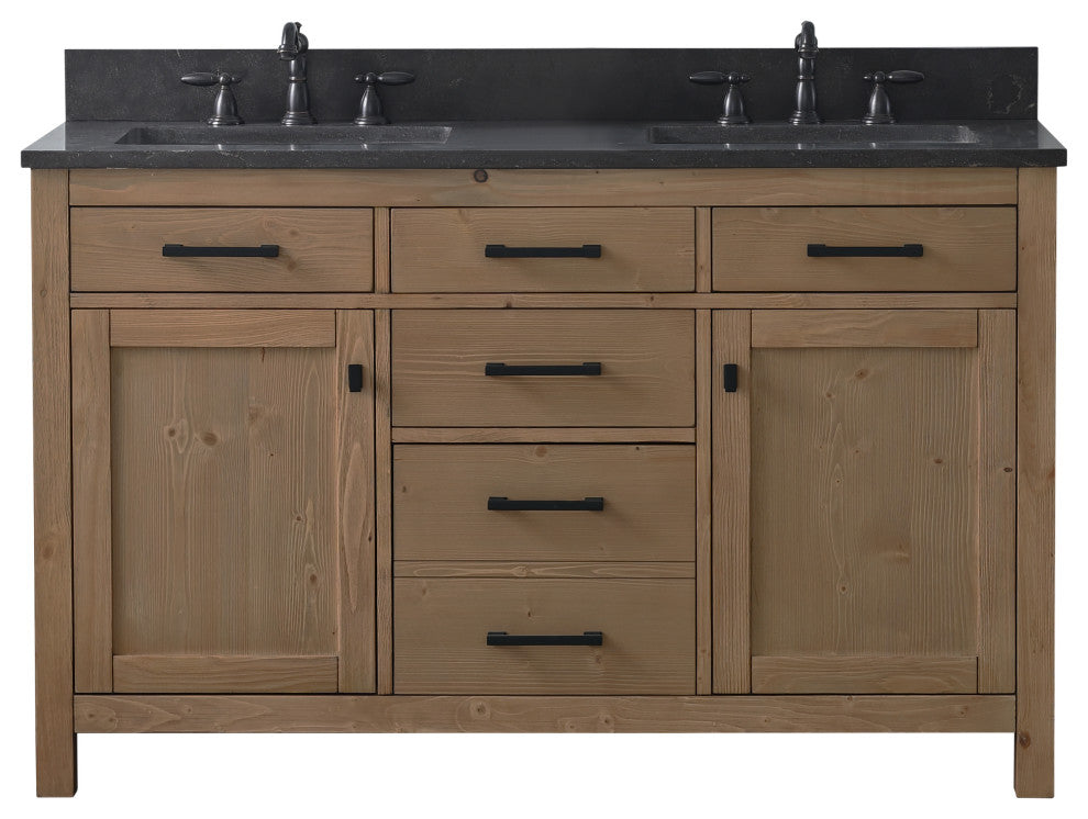 Jasper 54" Bathroom Vanity, Textured Natural, Blue Limestone