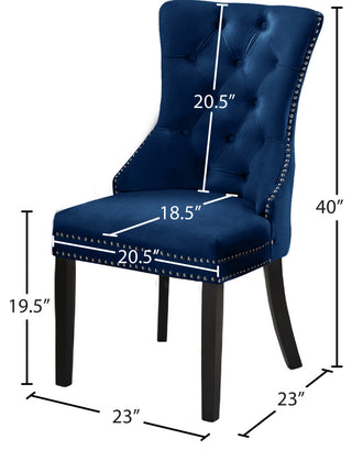 Nikki Velvet Dining Chairs, Set of 2, Navy