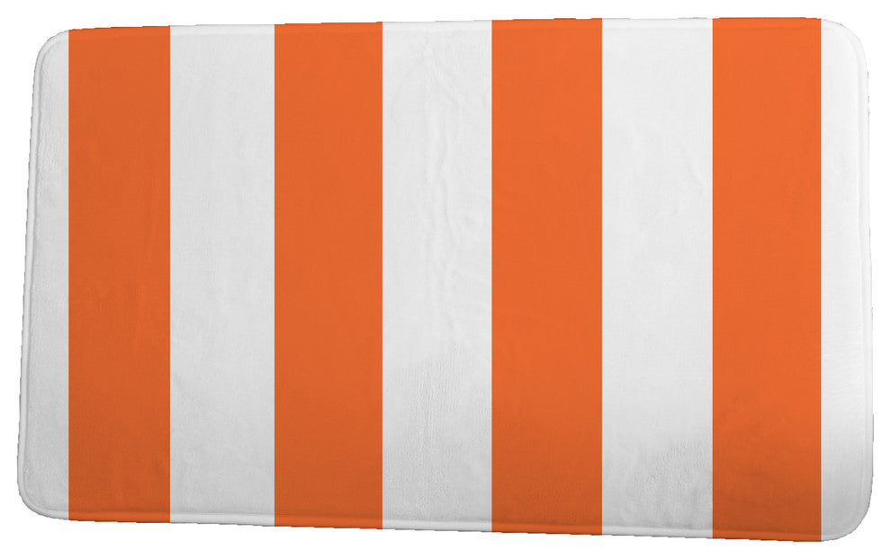 Nantucket Rugby Stripe Stripe Print Bath Mat, Orange, 21"x34"