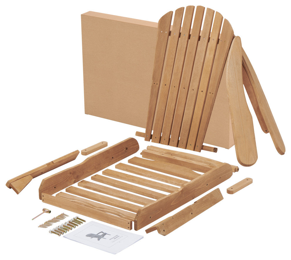 TATEUS Set of 2 Wooden Outdoor Adirondack Chairs for Patio, Garden, and Deck