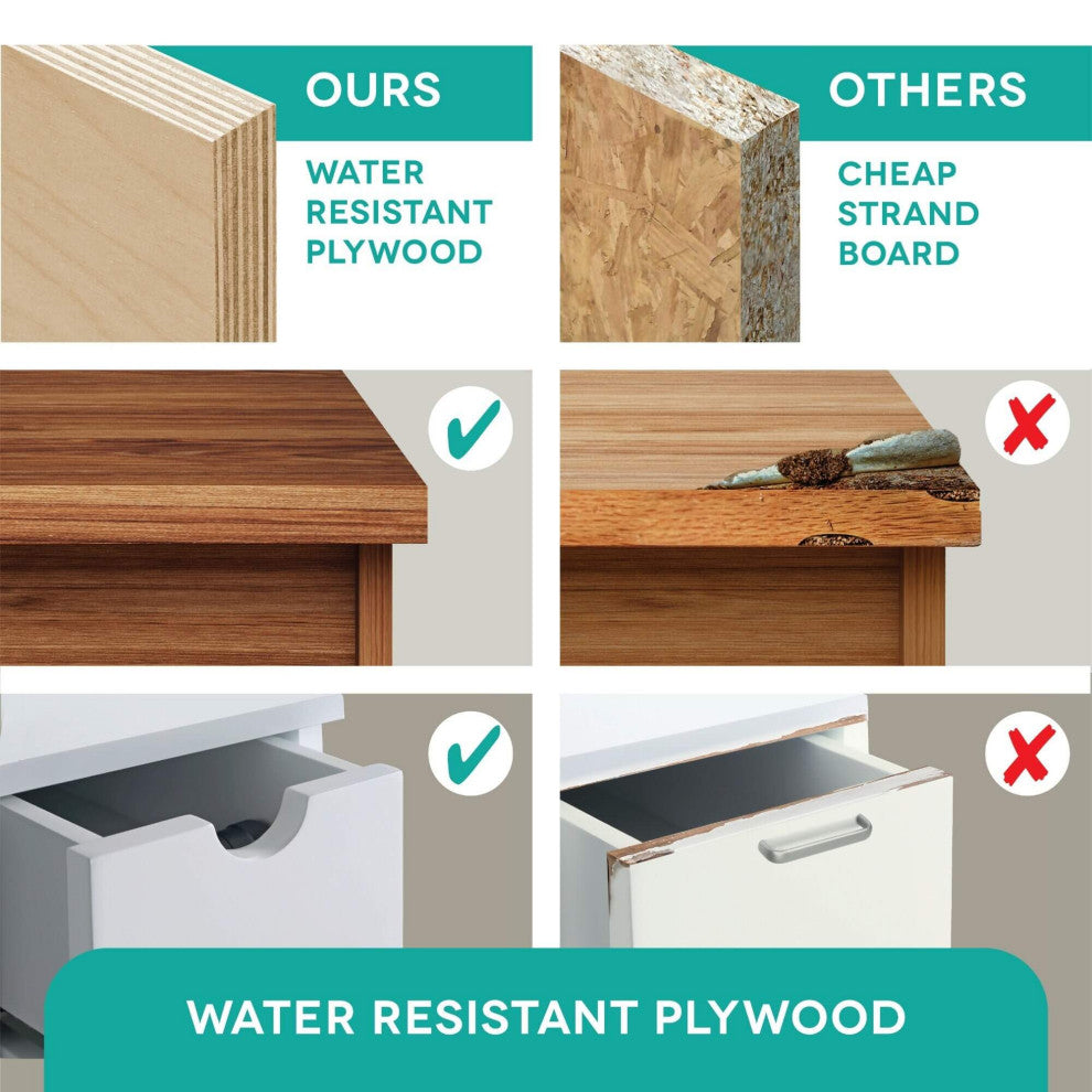 Oakville Wall Mount Bathroom Vanity, Walnut Ebony, 48", Chrome Hardware