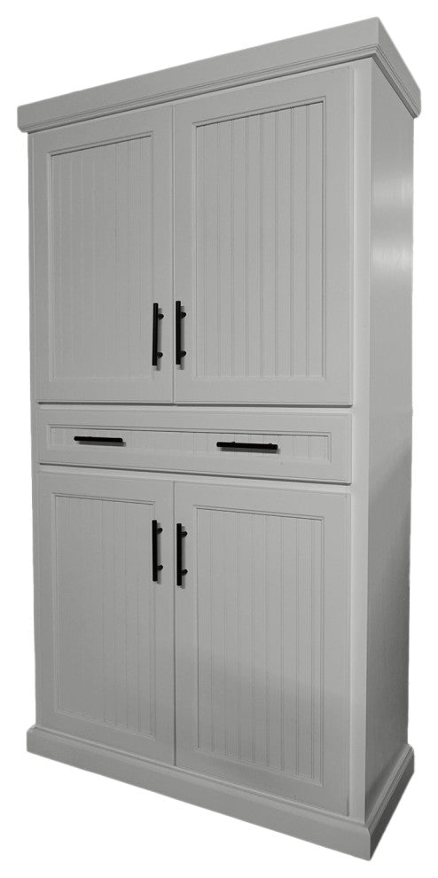 Extra Wide Coastal Kitchen Pantry Cabinet, Bright White