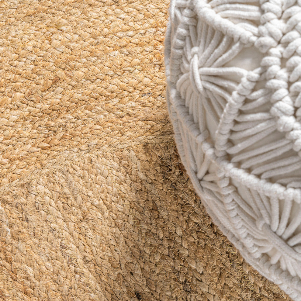 Harmony Boho Jute Circle Natural Round Area Rug, 6' Round