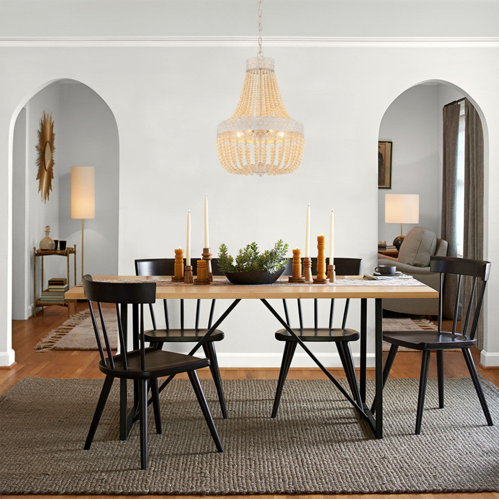 5 Light Unique Empire or Tiered Chandelier, Beaded Accents