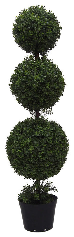Vickerman 4' Artificial Potted Triple Ball Green Boxwood Topiary