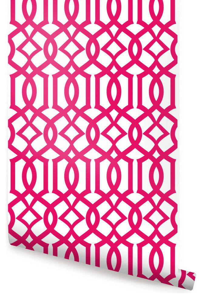 Avant Trellis Peel and Stick Vinyl Wallpaper, Magenta, 24"w X 60"h