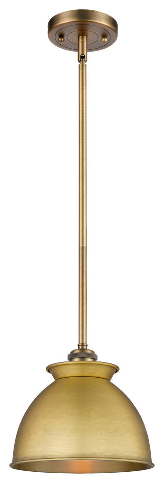 Adirondack 1-Light 8" Stem  Mini Pendant, Brushed Brass Shade
