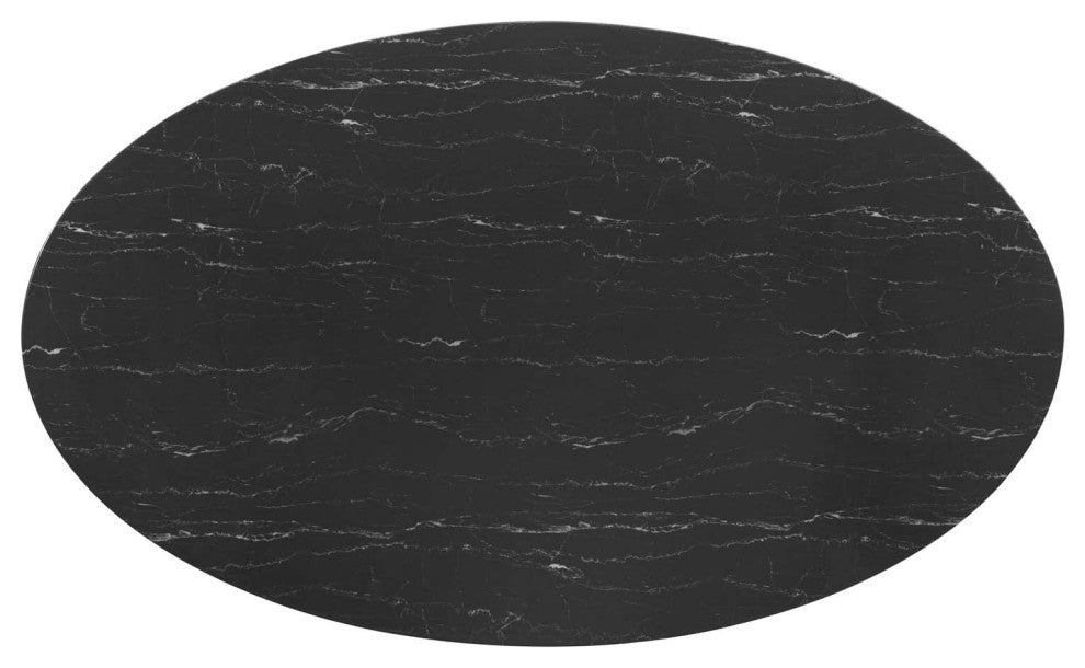 Lippa 78" Oval Artificial Marble Dining Table White Black