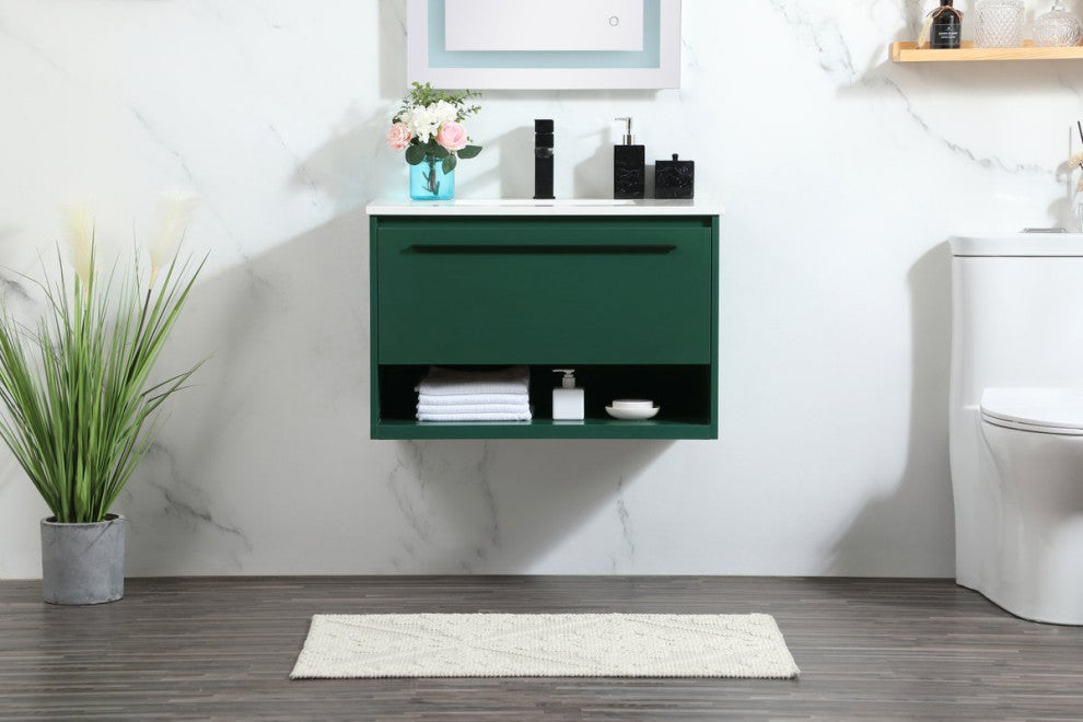 Rabi Single Bathroom Vanity, Green, 30"