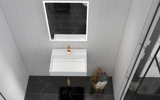 CastelloUSA Amazon 24" Wall Mounted Bathroom Vanity Set, Black, White Top, Gold