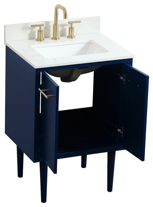 Home Living 19" Midcentury Modern Blue-Light Bathroom Vanity
