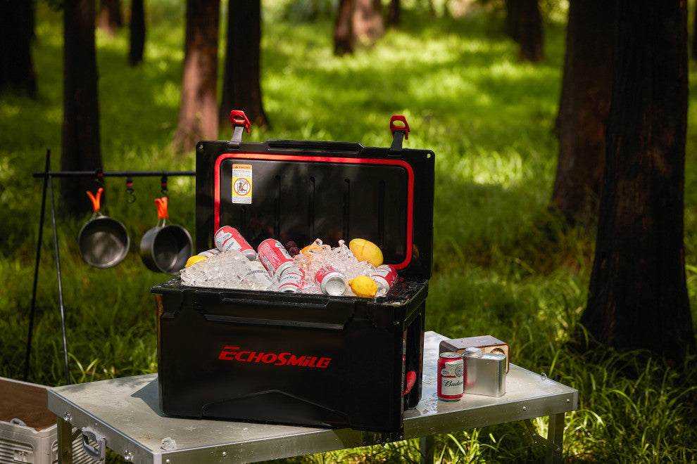 EchoSmile 30 qt. Rotomolded Cooler, Black and Red