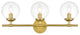 3 Light Brass And Clear Bath Sconce