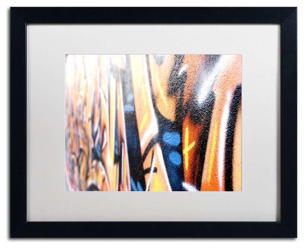 "Graffiti" Framed Art by Yale Gurney, Black, White, 20"x16"
