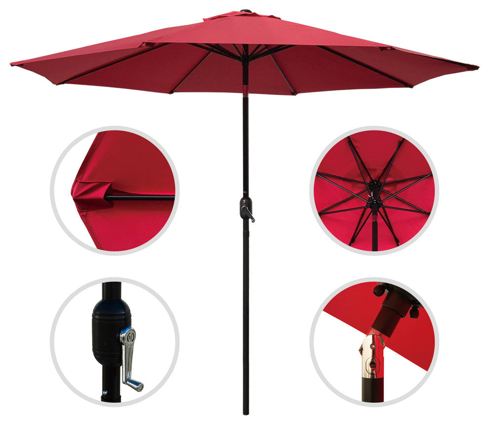 Davee 9' Round Outdoor Market Patio Umbrella With Tilt, Red