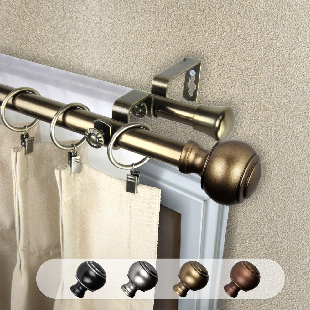 Hal 13/16" Double Curtain Rod Antique Brass