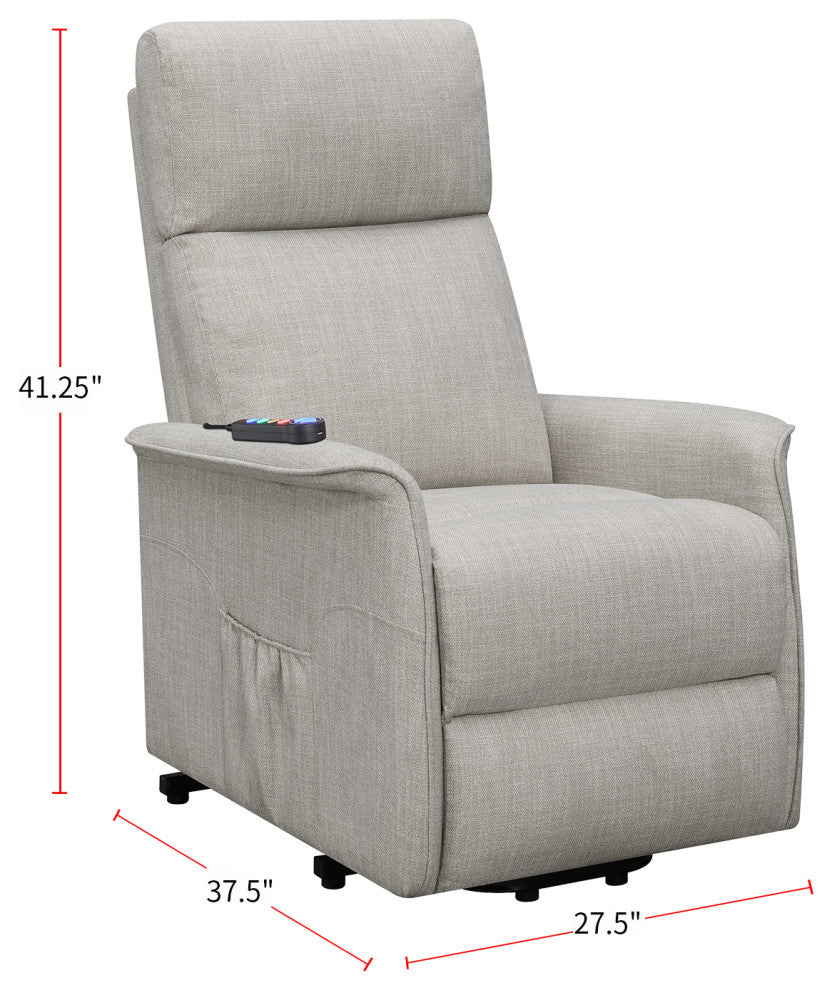 Power Lift Massage Chair with Storage Pocket, Beige