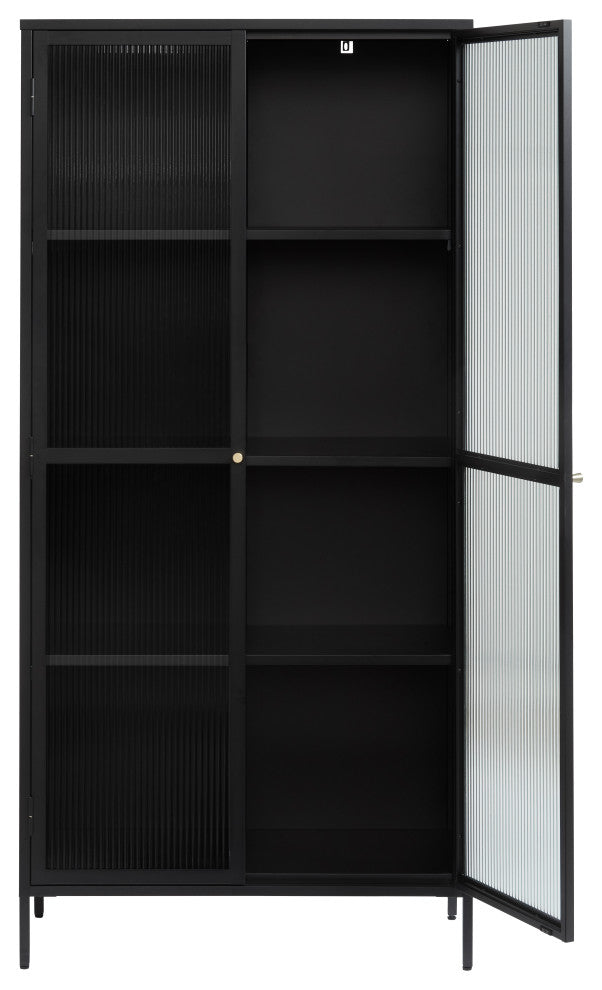 Metal & Glass 75" Display Cabinet, Black