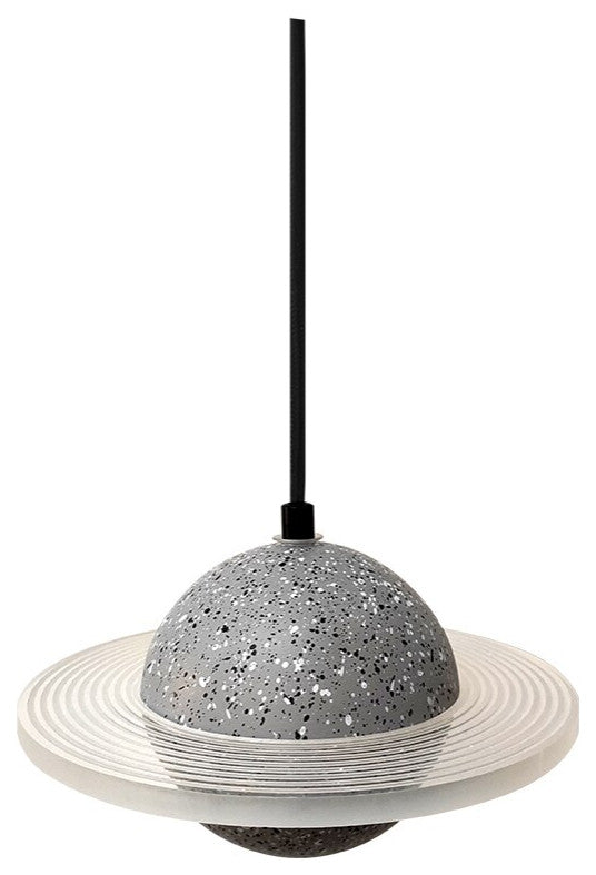 MIRODEMIÂ® Pierrefeu | Planet Saturn LED Industrial Decor Lighting, Grey Bottom Glow