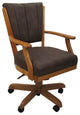 Classic Caster Swivel Dining Chair on Wheels, Solid Wood, Northwest Whiskey - Honey