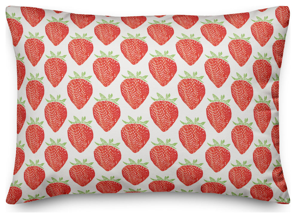 Watercolor Strawberry 14x20 Spun Poly Pillow