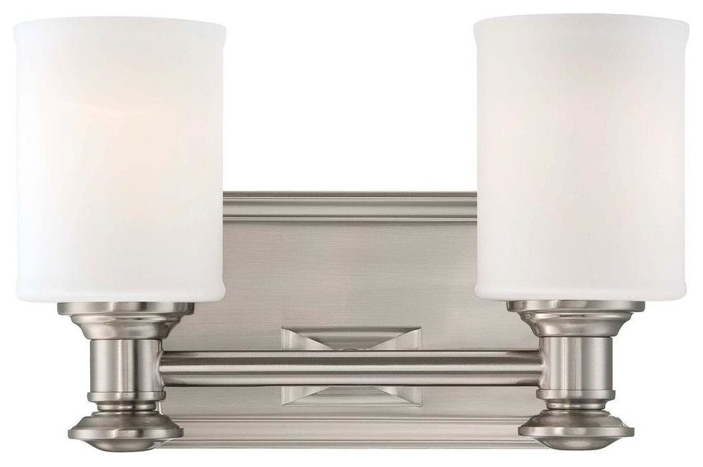 2-Light Bath, Brushed Nickel With Etched Opal Glass