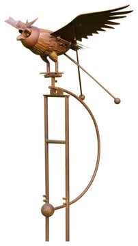 Large Iron Rocking Owl "Winslow" with Moving Wings Garden Stake