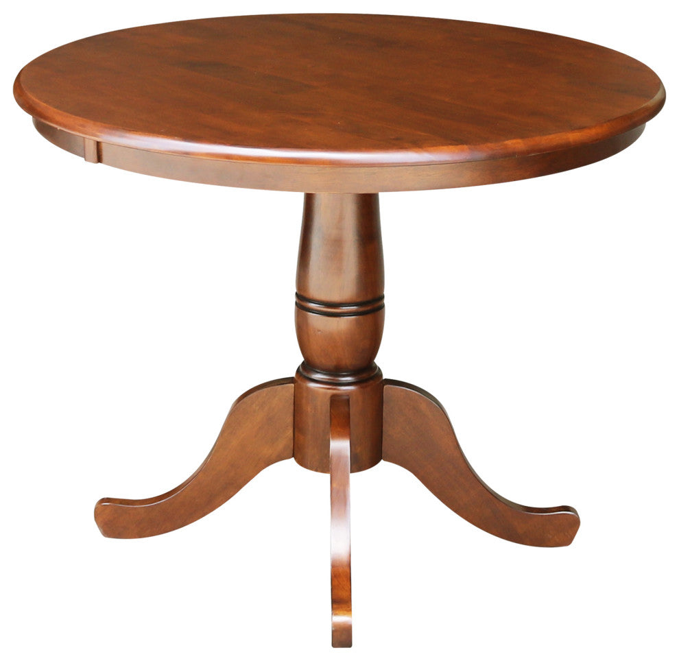 Round Top Pedestal Table, Espresso, 36 Inch Round