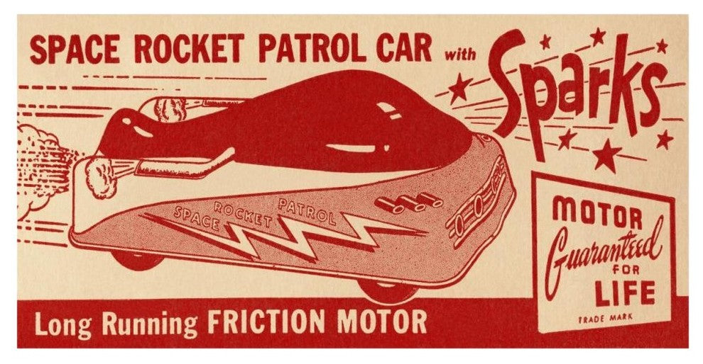 "Space Rocket Patrol Car" Digital Paper Print by Retrotrans, 46"x24"