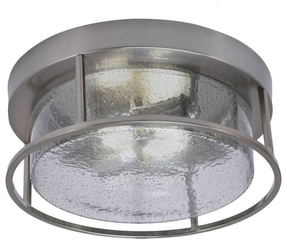 12" 2-Light Flush Mount Light, Brushed Nickel, Smoke Bubble Glass