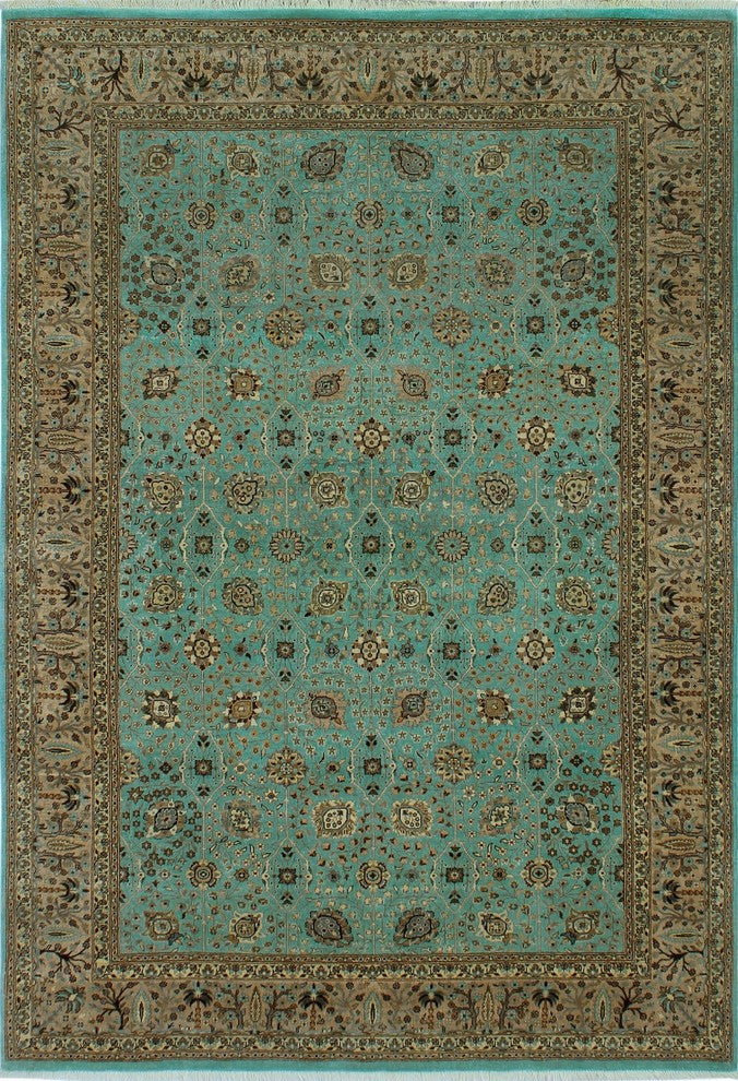 Turkish-knotted Ankara Journee Light Blue Rug 6''3"x9''1"