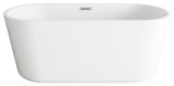 OWEN 59" Soaking Bathtub, Glossy White With Brushed Nickel Trim