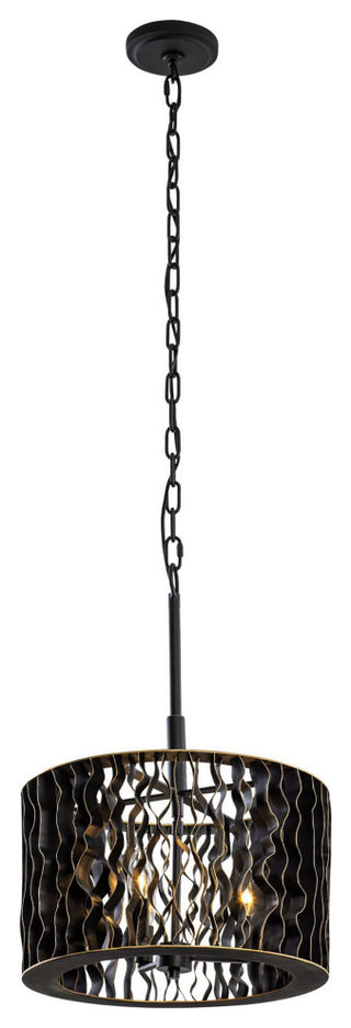 Estela 3-Lt Convertible Pendant/Semi-Flush - Matte Black/French Gold
