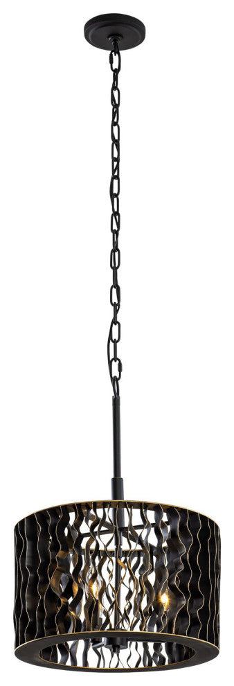 Estela 3-Lt Convertible Pendant/Semi-Flush - Matte Black/French Gold