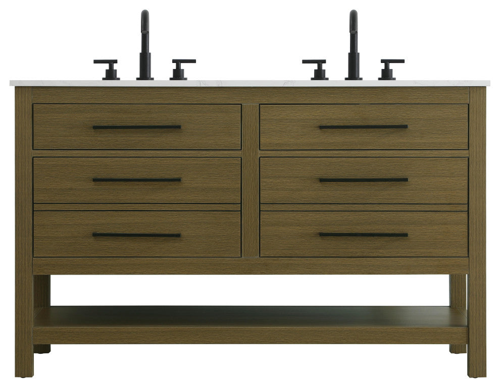 Home Living 54" Double Bathroom Vanity, Chestnut Brown