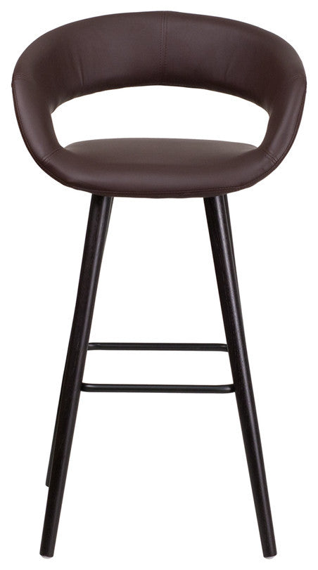 Modern 29" High Contemporary Cappuccino Wood Barstool in Brown Vinyl