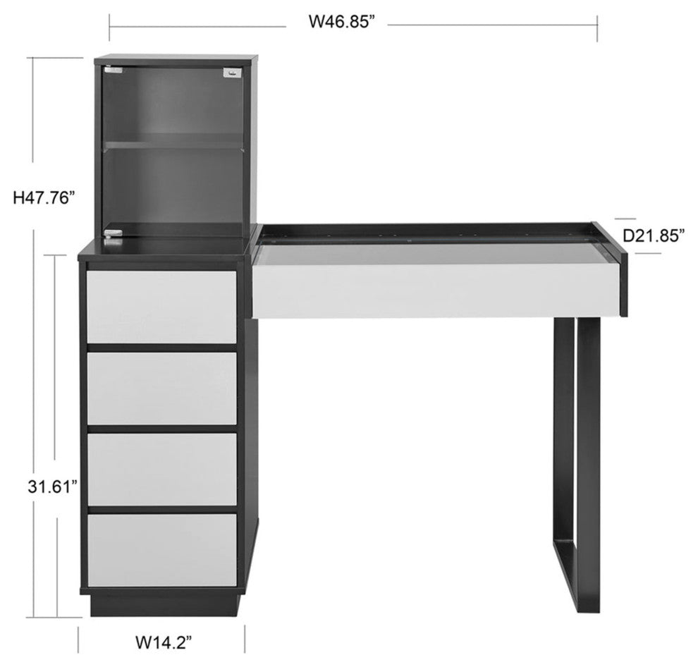SlayStation Duet Vanity Table Desk, Black/Gray
