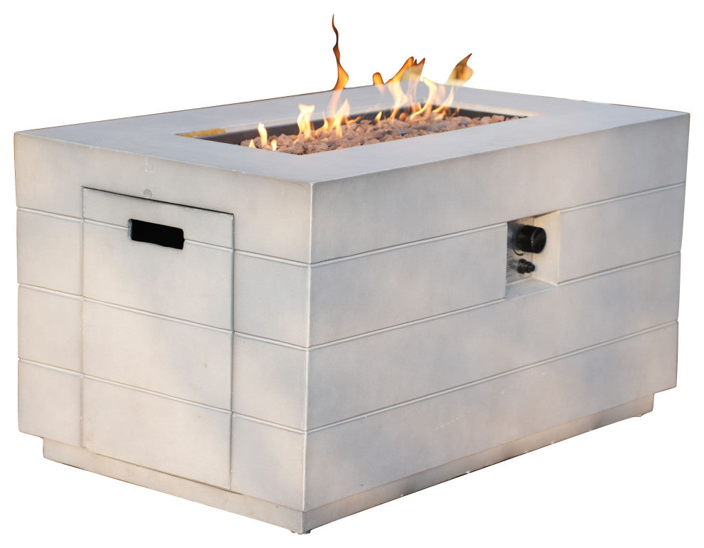 Outdoor Concrete Fire Pit Table, Rectangular