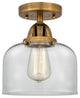 Large Bell Semi-Flush Mount, Brushed Brass, Clear, Clear